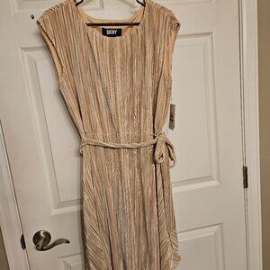 DKNYC Beige Pleated Mini Dress